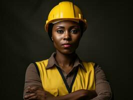 photo shot of a natural woman working as a construction worker AI Generative