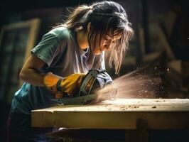 photo shot of a natural woman working as a construction worker AI Generative
