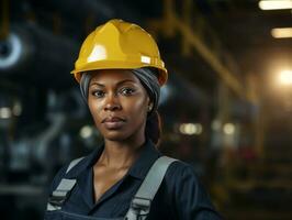 photo shot of a natural woman working as a construction worker AI Generative