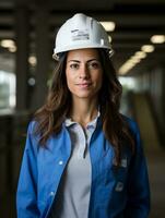 photo shot of a natural woman working as a construction worker AI Generative