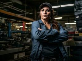 photo shot of a natural woman working as a construction worker AI Generative