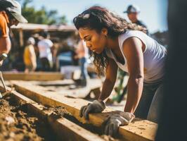 photo shot of a natural woman working as a construction worker AI Generative