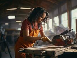 photo shot of a natural woman working as a construction worker AI Generative