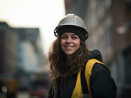 foto Disparo de un natural mujer trabajando como un construcción trabajador ai generativo