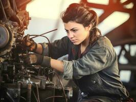 photo shot of a natural woman working as a construction worker AI Generative