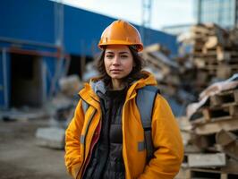 foto Disparo de un natural mujer trabajando como un construcción trabajador ai generativo