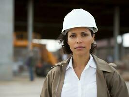 foto Disparo de un natural mujer trabajando como un construcción trabajador ai generativo