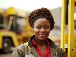 photo shot of a natural woman working as a construction worker AI Generative