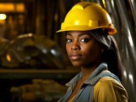 photo shot of a natural woman working as a construction worker AI Generative