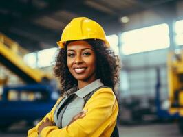 foto Disparo de un natural mujer trabajando como un construcción trabajador ai generativo