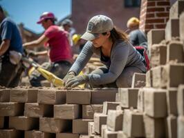 photo shot of a natural woman working as a construction worker AI Generative