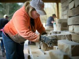 photo shot of a natural woman working as a construction worker AI Generative