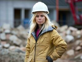 photo shot of a natural woman working as a construction worker AI Generative