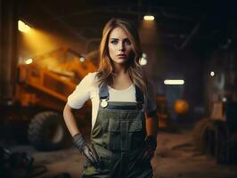 foto Disparo de un natural mujer trabajando como un construcción trabajador ai generativo