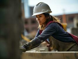 foto Disparo de un natural mujer trabajando como un construcción trabajador ai generativo