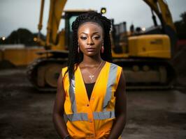 photo shot of a natural woman working as a construction worker AI Generative