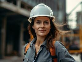 foto Disparo de un natural mujer trabajando como un construcción trabajador ai generativo