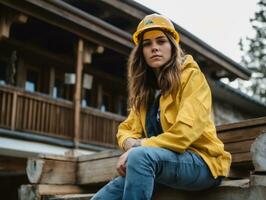 photo shot of a natural woman working as a construction worker AI Generative