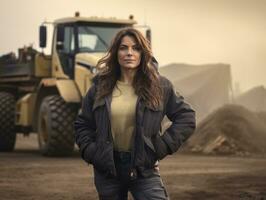 foto Disparo de un natural mujer trabajando como un construcción trabajador ai generativo