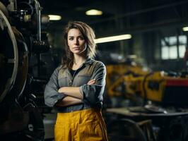 photo shot of a natural woman working as a construction worker AI Generative