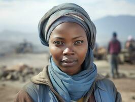 photo shot of a natural woman working as a construction worker AI Generative