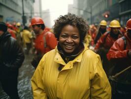 photo shot of a natural woman working as a construction worker AI Generative