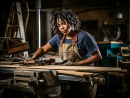 photo shot of a natural woman working as a construction worker AI Generative