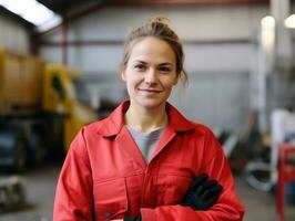 photo shot of a natural woman working as a construction worker AI Generative