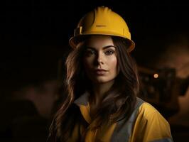 photo shot of a natural woman working as a construction worker AI Generative