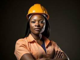 photo shot of a natural woman working as a construction worker AI Generative