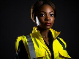 photo shot of a natural woman working as a construction worker AI Generative