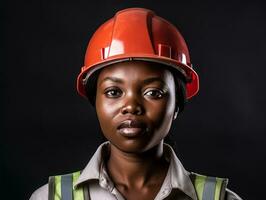 photo shot of a natural woman working as a construction worker AI Generative