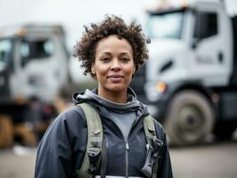 photo shot of a natural woman working as a construction worker AI Generative