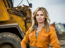 photo shot of a natural woman working as a construction worker AI Generative