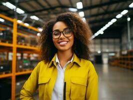 photo shot of a natural woman working as a construction worker AI Generative