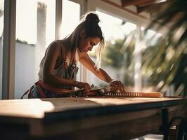 photo shot of a natural woman working as a construction worker AI Generative