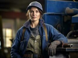 foto Disparo de un natural mujer trabajando como un construcción trabajador ai generativo