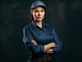 photo shot of a natural woman working as a construction worker AI Generative