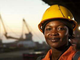 photo shot of a natural woman working as a construction worker AI Generative