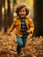 emocional dinámica actitud brasileño niño en otoño ai generativo foto