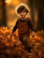 emocional dinámica actitud brasileño niño en otoño ai generativo foto