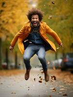 foto de emocional dinámica actitud brasileño hombre en otoño ai generativo