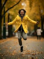 foto de emocional dinámica actitud brasileño hombre en otoño ai generativo