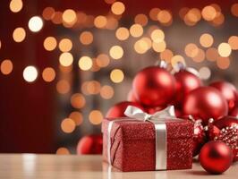 Christmas composition with bokeh background and copy space AI Generative photo