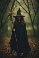 Woman dressed as a witch for Halloween AI Generative photo