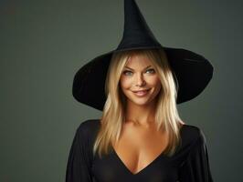 Woman dressed as a witch for Halloween AI Generative photo