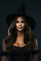 Woman dressed as a witch for Halloween AI Generative photo