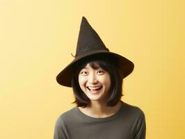 Woman in a Halloween costume with a playful pose AI Generative photo