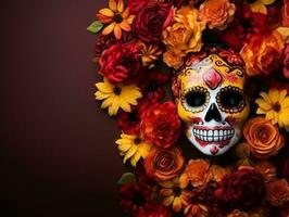 Day of the Dead composition with copy space AI Generative photo