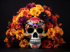 Day of the Dead composition with copy space AI Generative photo